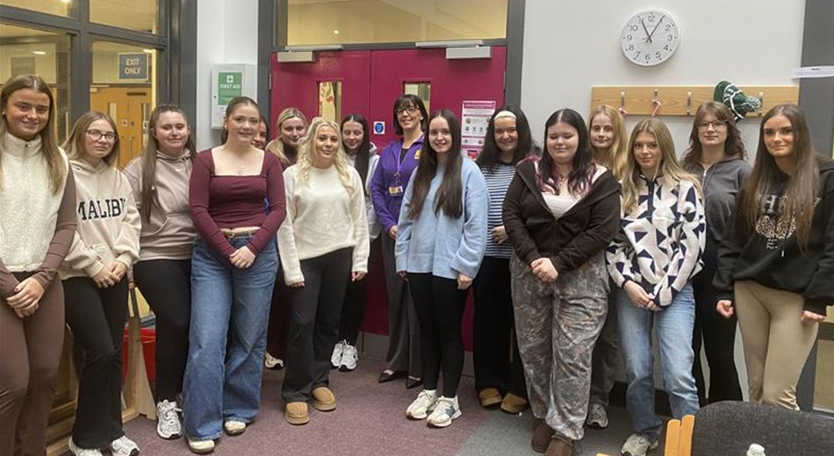 SERC Foundation Degree in Early Childhood Studies students with Tinylife School Liaison Officer Catherine Black. 